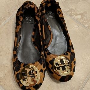 Tory Burch Leopard Calf Hair Flats